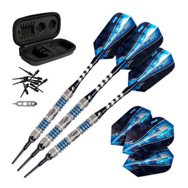 Viper Astro 80% Tungsten Soft Tip Darts, Blue Accessory Set with Case 