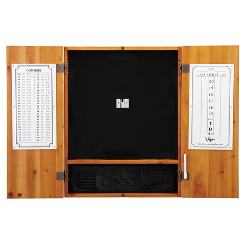 Image of Viper Dead On Sisal Dartboard, Metropolitan Oak Cabinet, Shadow Buster Dartboard Lights & Laser Throw Line Marker