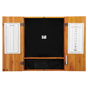 Viper Dead On Sisal Dartboard, Metropolitan Oak Cabinet, Shadow Buster Dartboard Lights & Laser Throw Line Marker