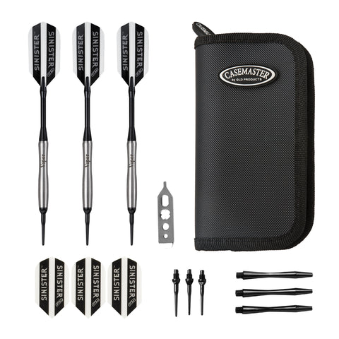Image of Viper Sinister Tungsten Darts Soft Tip Darts Tapered Barrel 18 Grams and Casemaster Deluxe Black Nylon Case