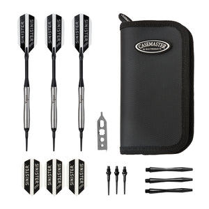 Viper Sinister Tungsten Darts Soft Tip Darts Tapered Barrel 18 Grams and Casemaster Deluxe Black Nylon Case