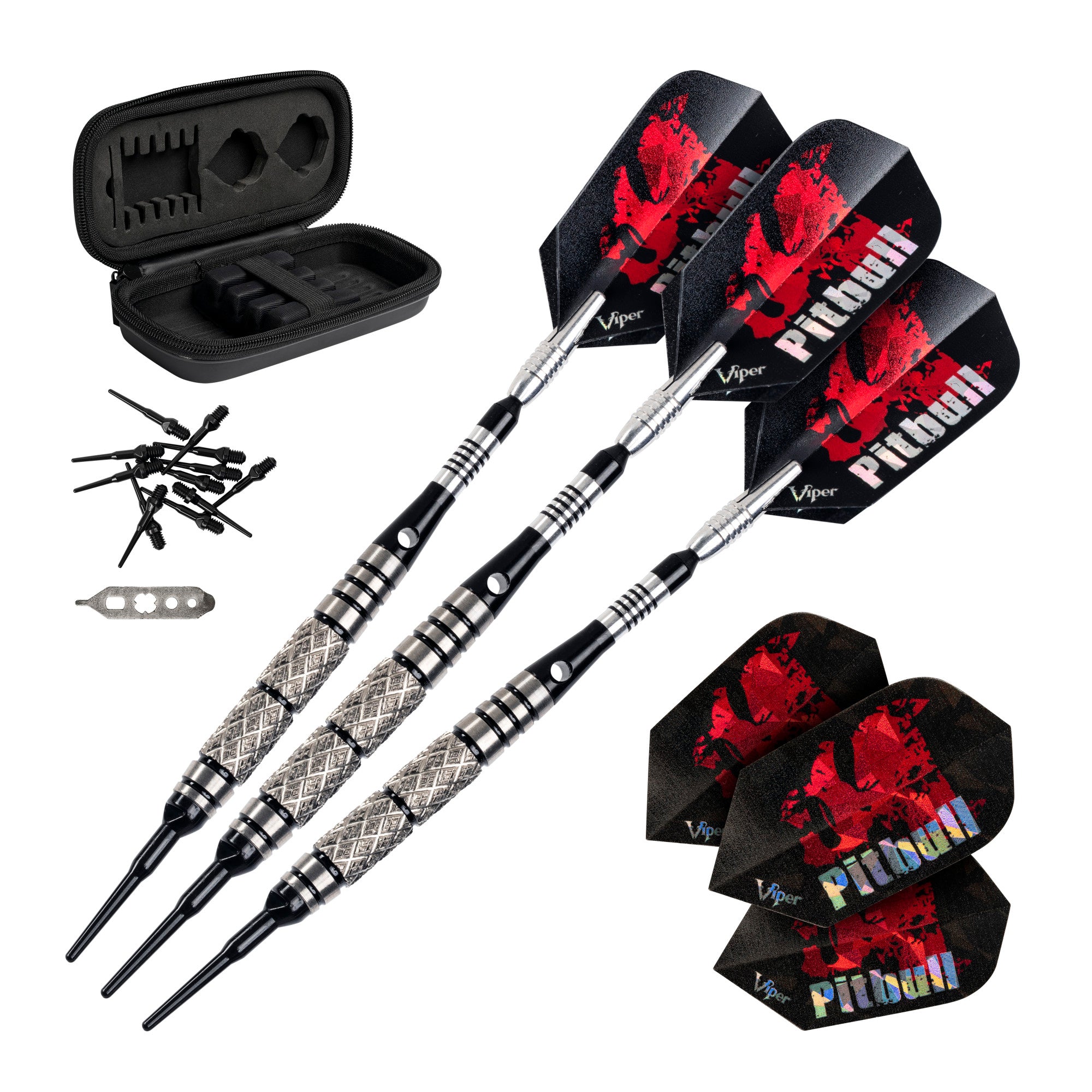 Viper 787 Electronic Dartboard, Pitbull Soft Tip Darts, 50ct Dart Tips, "The Bull Starts Here" Throw Line Marker & Tip Remover Tool
