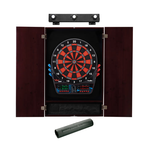 Image of Viper Orion Electronic Dartboard, Metropolitan Mahogany Cabinet, Dart Mat & Shadow Buster Dartboard Light Bundle