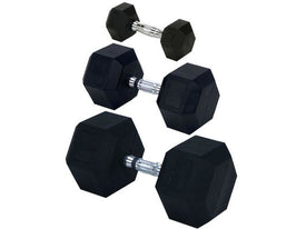 Rubber Encased Solid Hex Dumbbell 80lb - HomeFitPlay