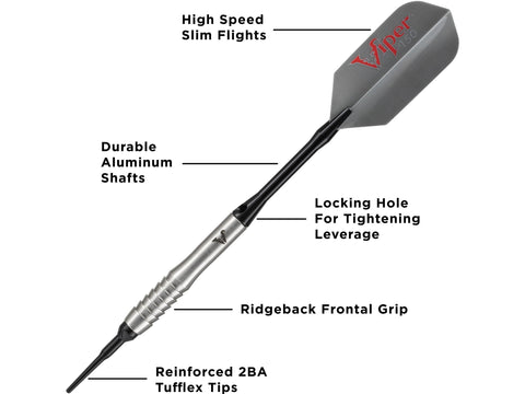 Image of Viper V-Factor 90% Tungsten Soft Tip Darts Shark Fin Barrel 20 Grams - HomeFitPlay