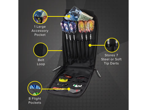 Image of Casemaster Mini Pro Black Leather Dart Case - HomeFitPlay