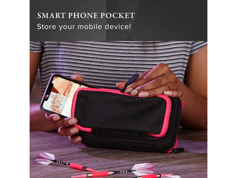 Image of Casemaster Plazma Plus Dart Case Black with Pink Zipper and Phone Pocket - HomeFitPlay