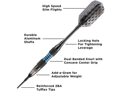 Viper Bobcat Adjustable Soft Tip Darts Blue Rings 16-19 Grams - HomeFitPlay