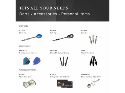 Casemaster Plazma Plus Dart Case Black with Blue Zipper and Phone Pocket - HomeFitPlay