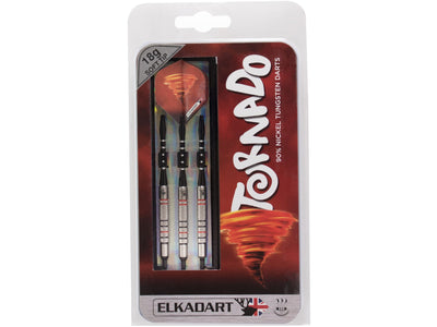 Elkadart Tornado 90% Tungsten Soft Tip Dart Set 3 Red and 4 Black Rings 18 Grams - HomeFitPlay