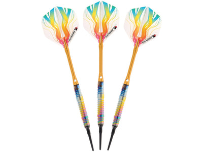 Elkadart Rainbow 90% Tungsten Soft Tip Darts Multi Color Titanium Coating Shark Fin Barrel - HomeFitPlay