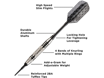 Viper Bobcat Adjustable Soft Tip Darts Black Rings 16-19 Grams - HomeFitPlay