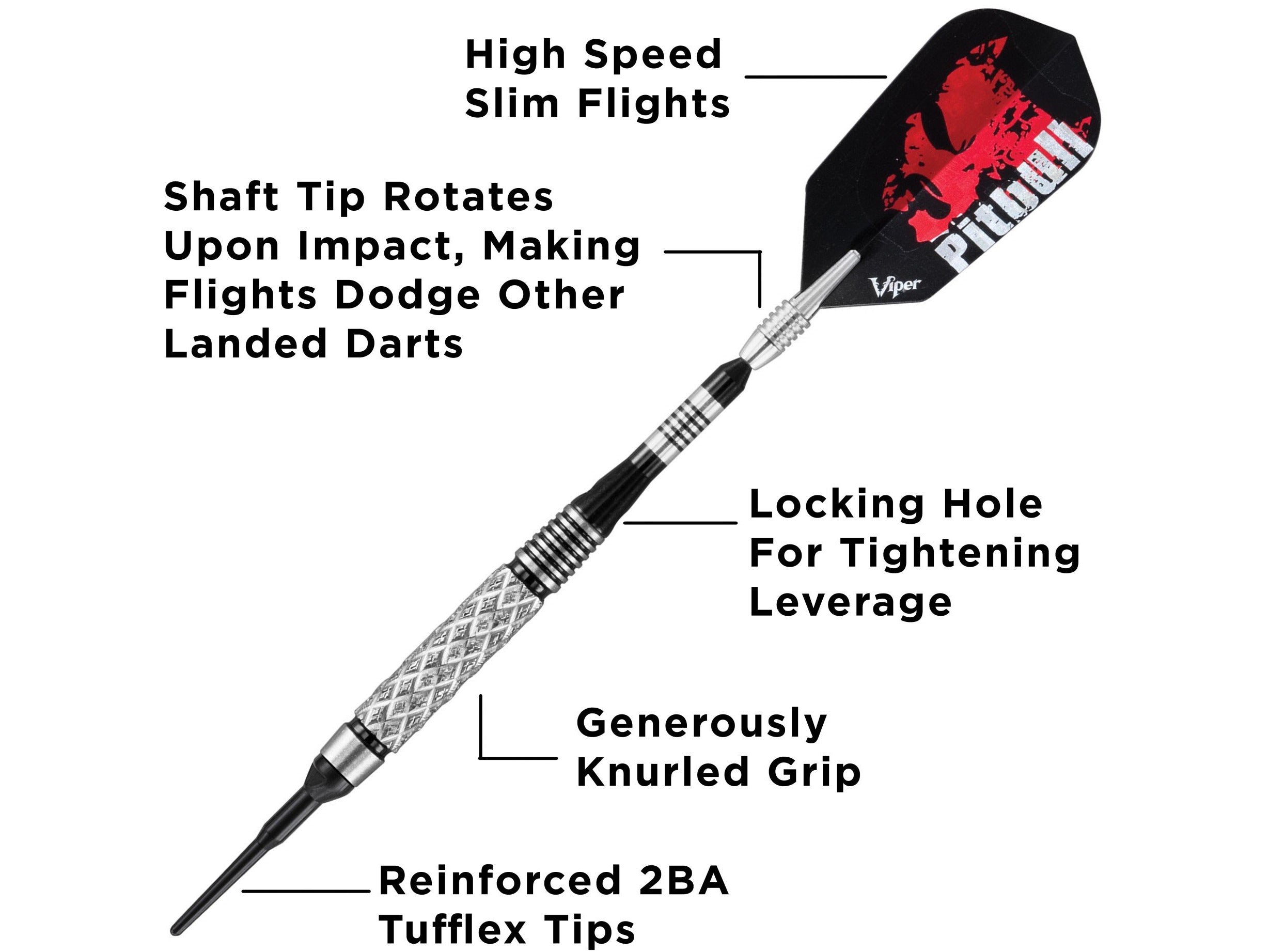Viper Pitbull 90% Tungsten Soft Tip Darts Diamond Cut Barrel 18 Grams - HomeFitPlay