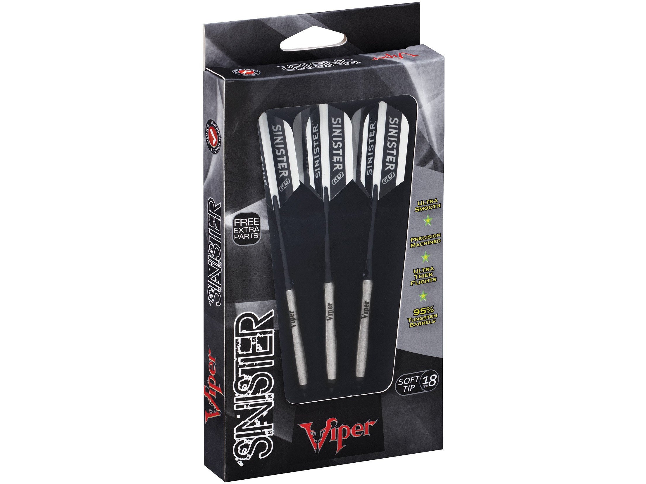 Viper Sinister 95% Tungsten Soft Tip Darts Tapered Barrel 18 Grams - HomeFitPlay
