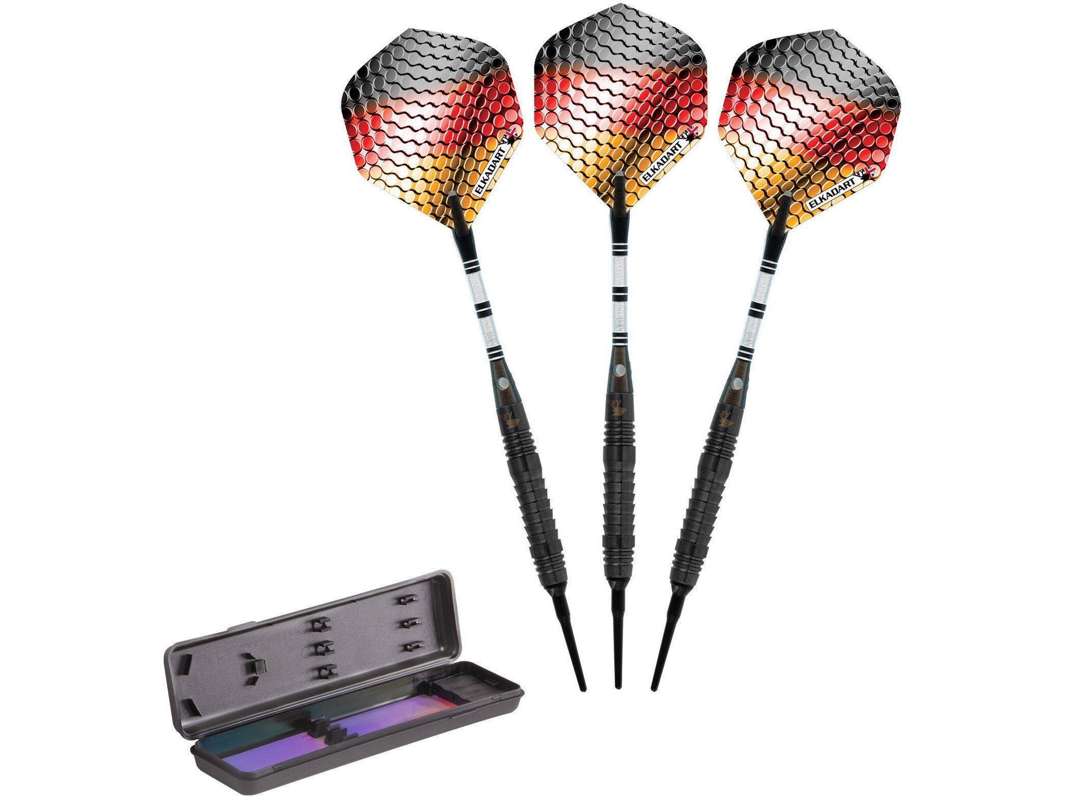 Elkadart Titanium 90% Tungsten Soft Tip Darts Black Titanium Coating Shark Fin Barrel - HomeFitPlay