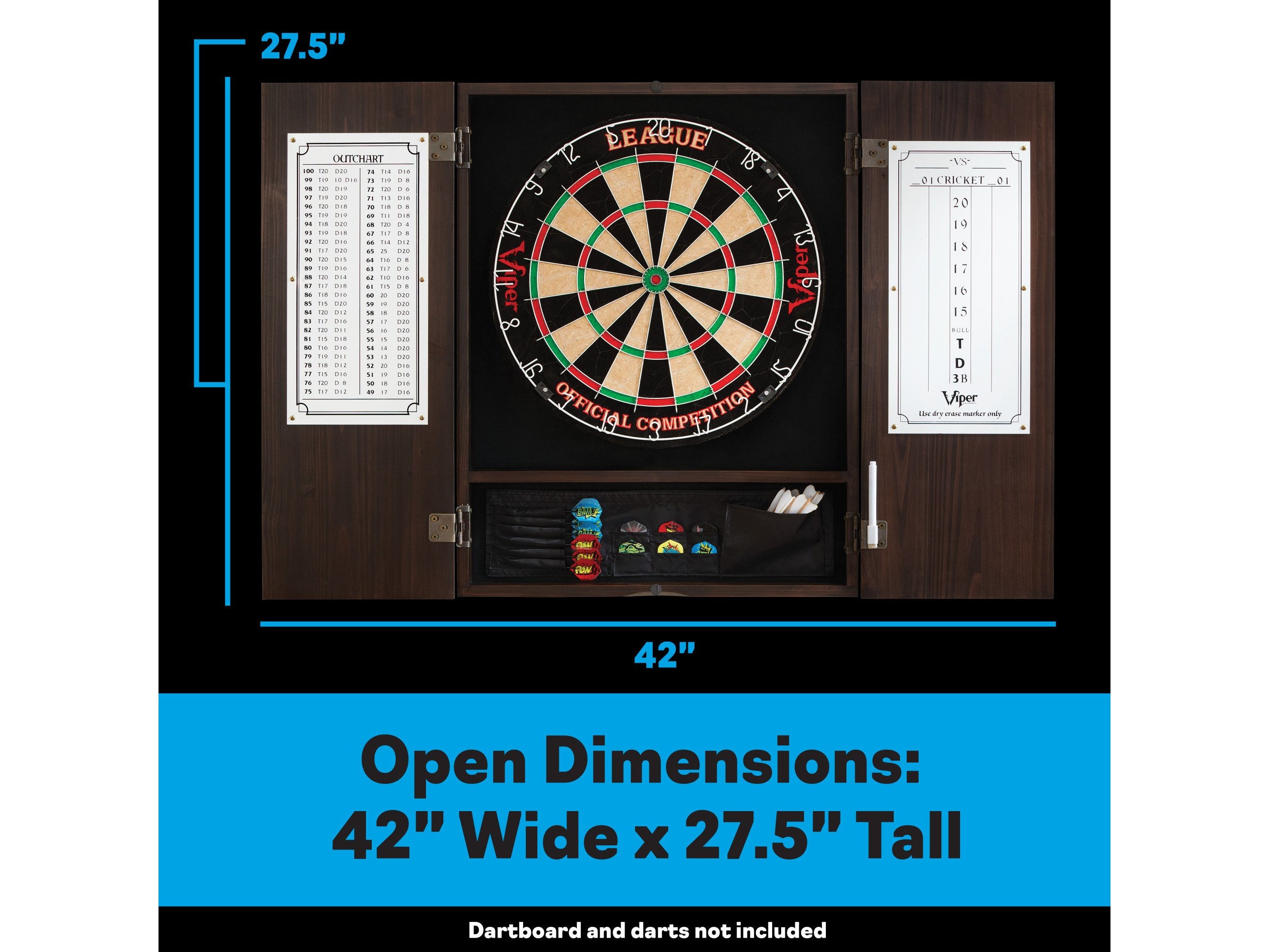 Viper Metropolitan Espresso Steel Tip Dartboard Cabinet - HomeFitPlay