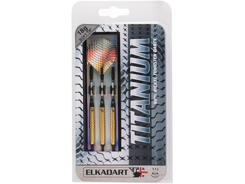 Image of Elkadart Titanium 90% Tungsten Soft Tip Darts Gold Titanium Coating Ringed Barrel 18 Grams - HomeFitPlay
