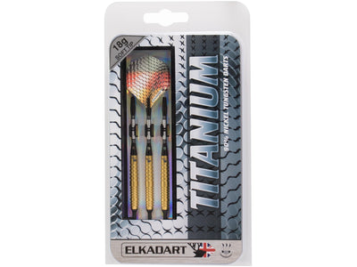 Elkadart Titanium 90% Tungsten Soft Tip Darts Gold Titanium Coating Ringed Barrel 18 Grams - HomeFitPlay