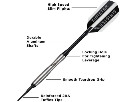 Image of Viper Sinister 95% Tungsten Soft Tip Darts Tapered Barrel 18 Grams - HomeFitPlay