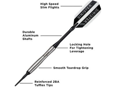 Viper Sinister 95% Tungsten Soft Tip Darts Tapered Barrel 18 Grams - HomeFitPlay