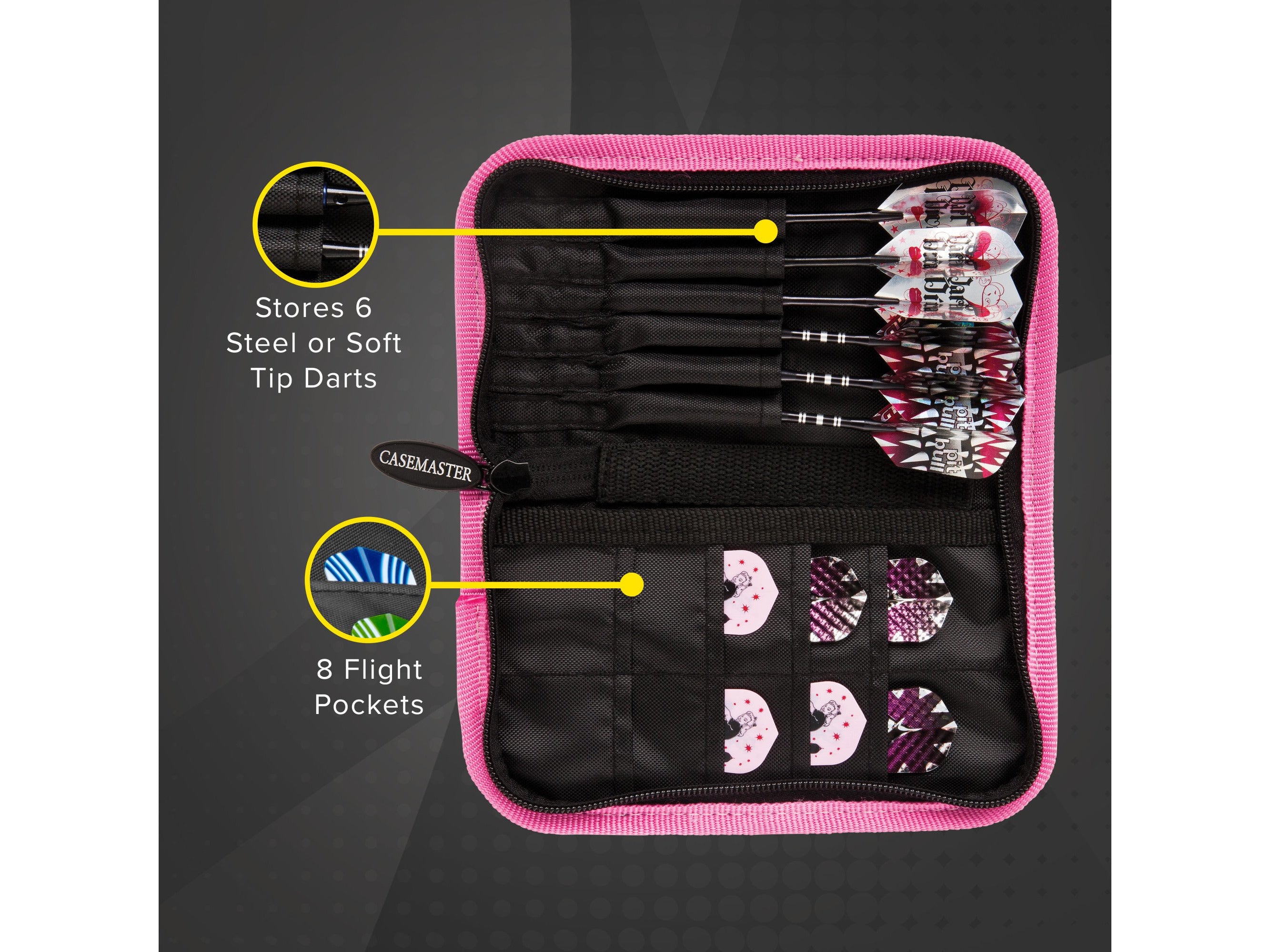 Casemaster Deluxe Pink Nylon Dart Case - HomeFitPlay
