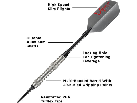 Image of Viper V-Factor 90% Tungsten Soft Tip Darts Grooved Barrel 18 Grams - HomeFitPlay