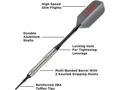 Viper V-Factor 90% Tungsten Soft Tip Darts Grooved Barrel 18 Grams - HomeFitPlay