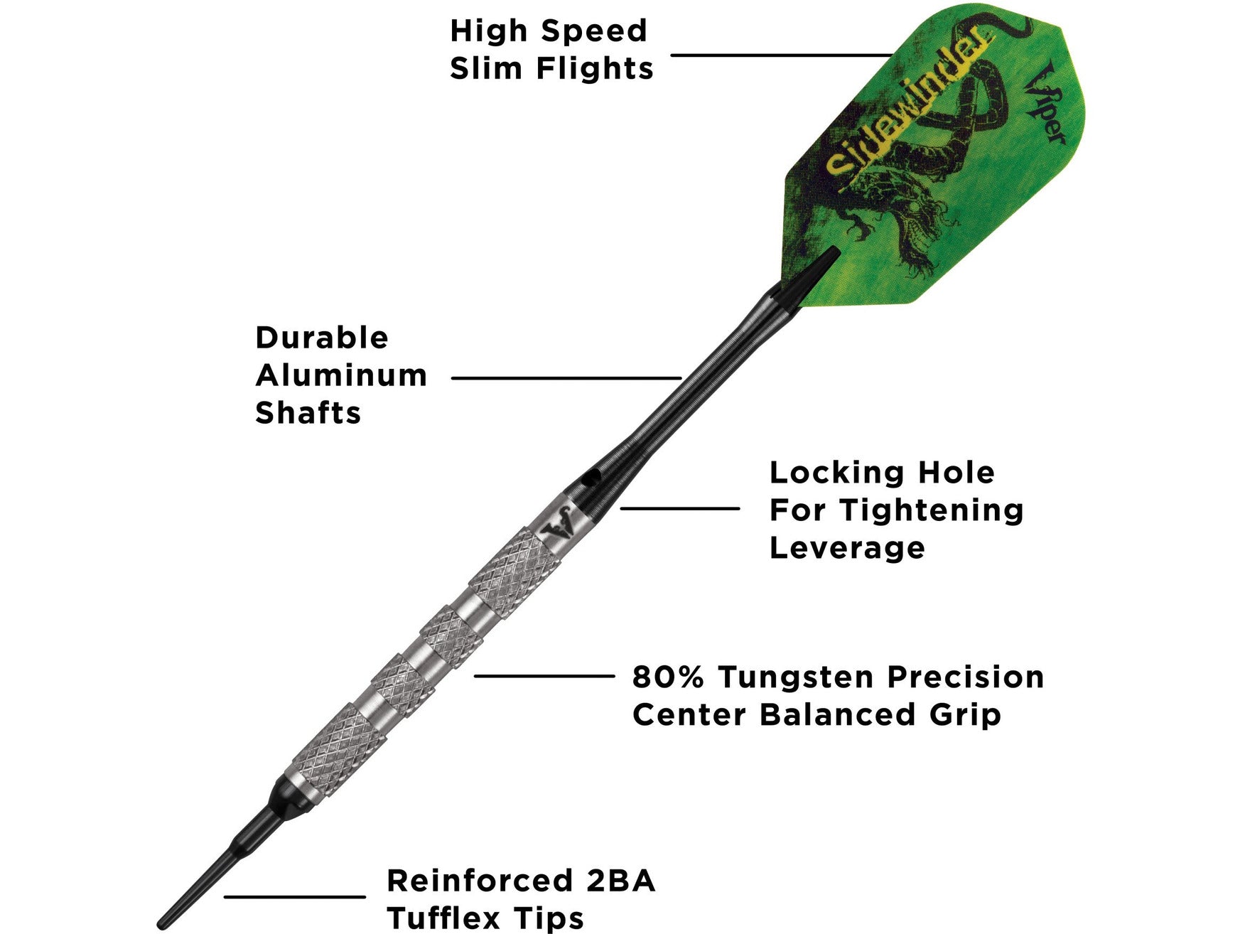 Viper Sidewinder 80% Tungsten Soft Tip Darts Knurled Barrel 18 Grams - HomeFitPlay
