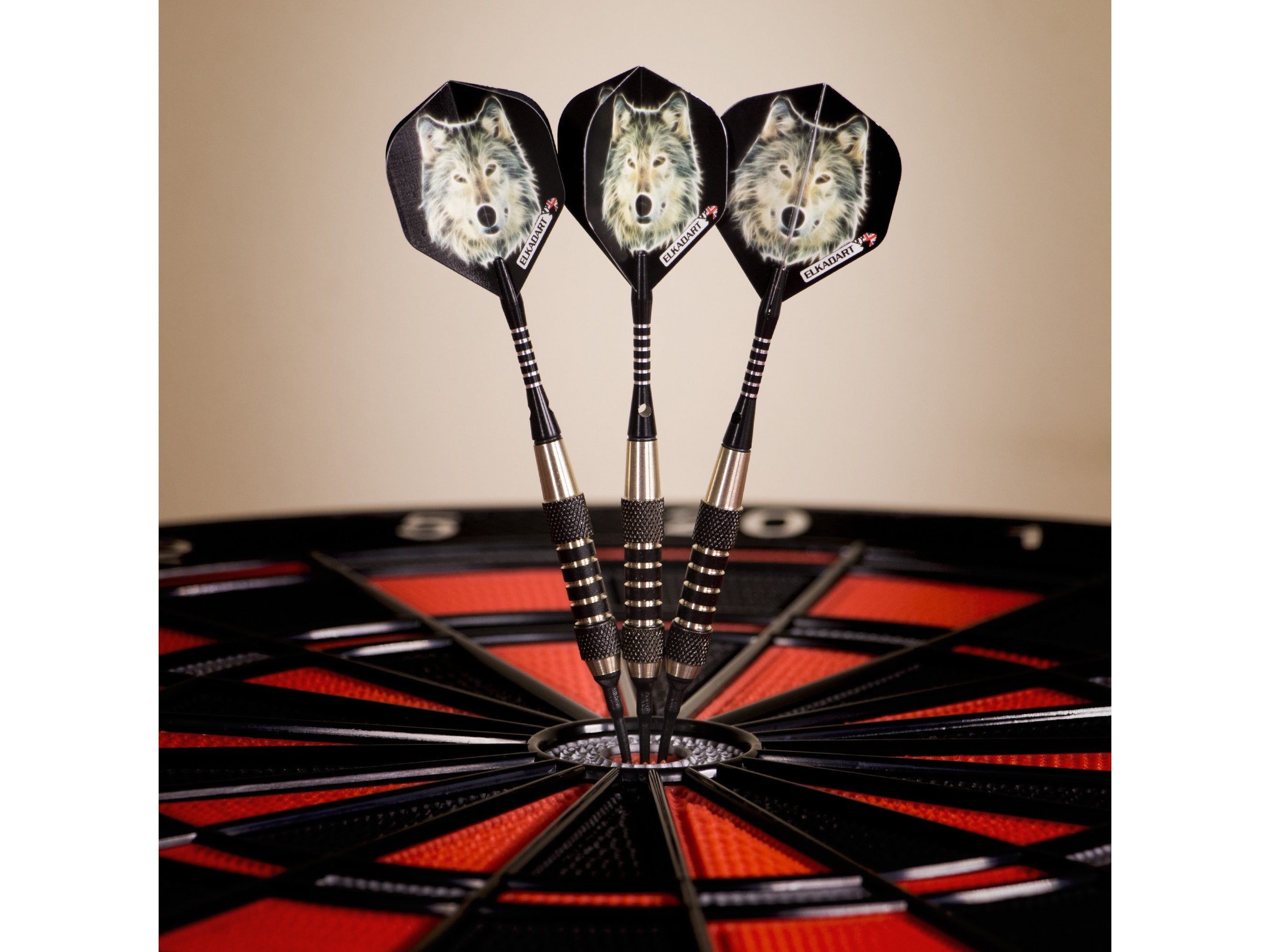 Elkadart Lone Wolf Soft Tip Darts Silver With Black Knurling - HomeFitPlay