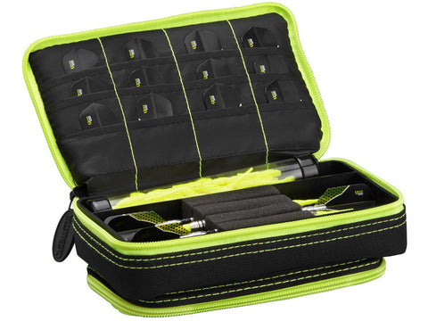 Image of Casemaster Plazma Plus Dart Case Black with Yellow Zipper and Phone Pocket - HomeFitPlay