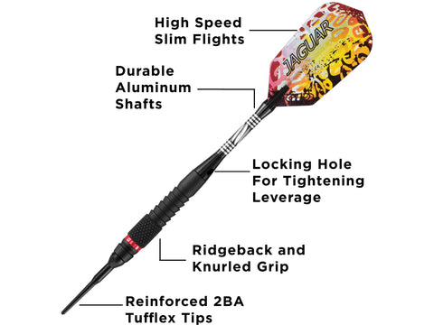 Image of Viper Jaguar 80% Tungsten Soft Tip Darts 1 Small Knurled Ring 18 Grams - HomeFitPlay