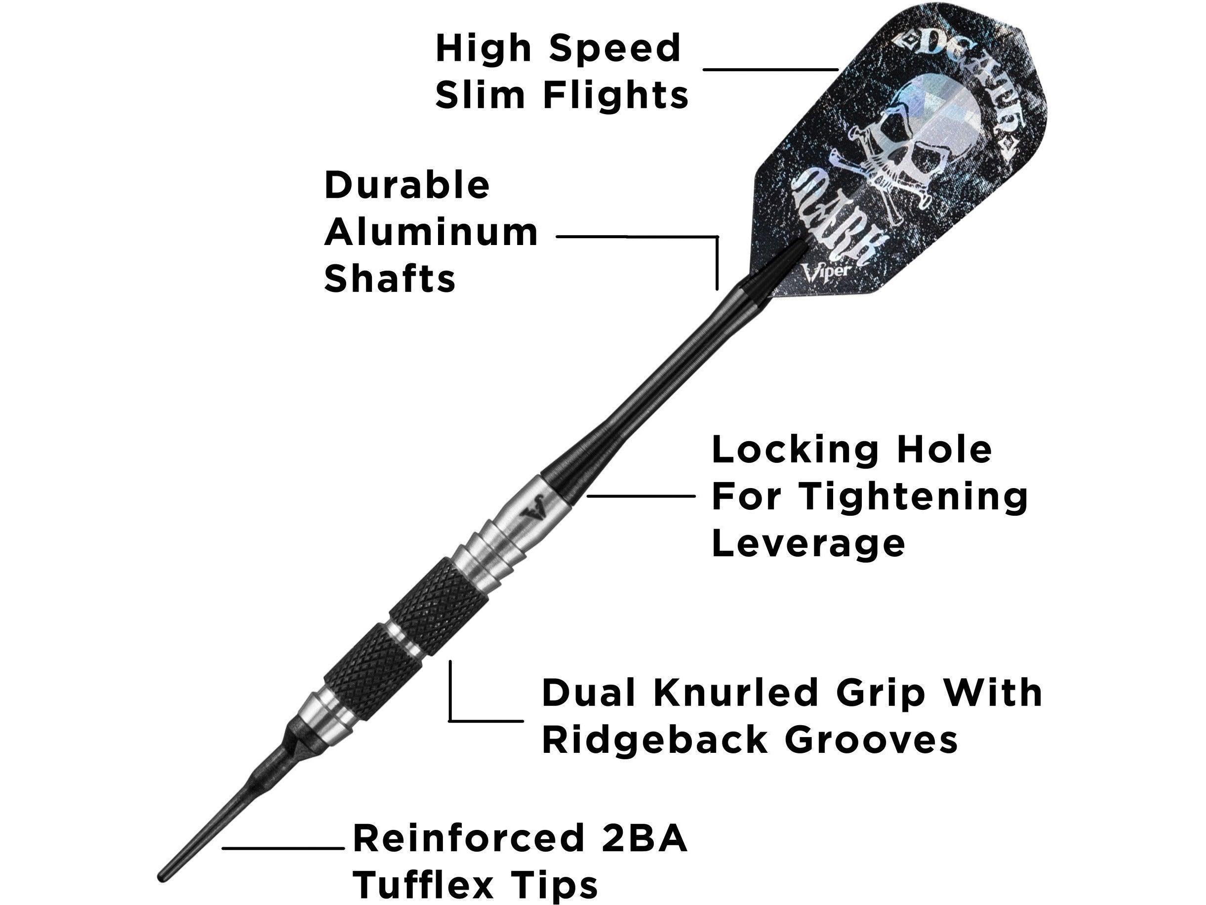 Viper Desperado 80% Tungsten Death Mark Soft Tip Darts 2 Knurled Rings 18 Grams - HomeFitPlay