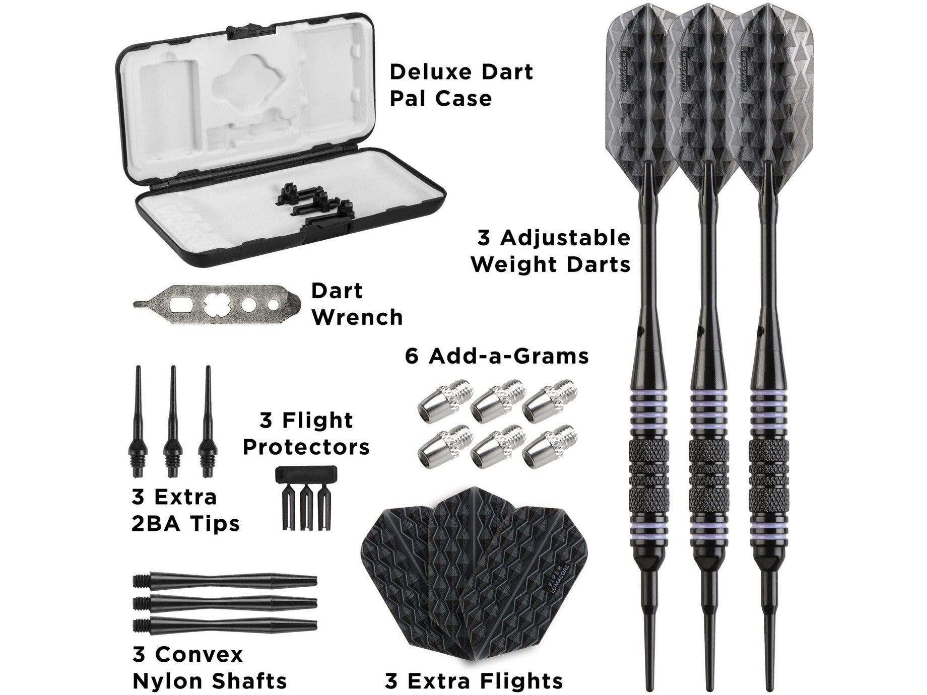Viper Bobcat Adjustable Soft Tip Darts Purple Rings 16-19 Grams - HomeFitPlay