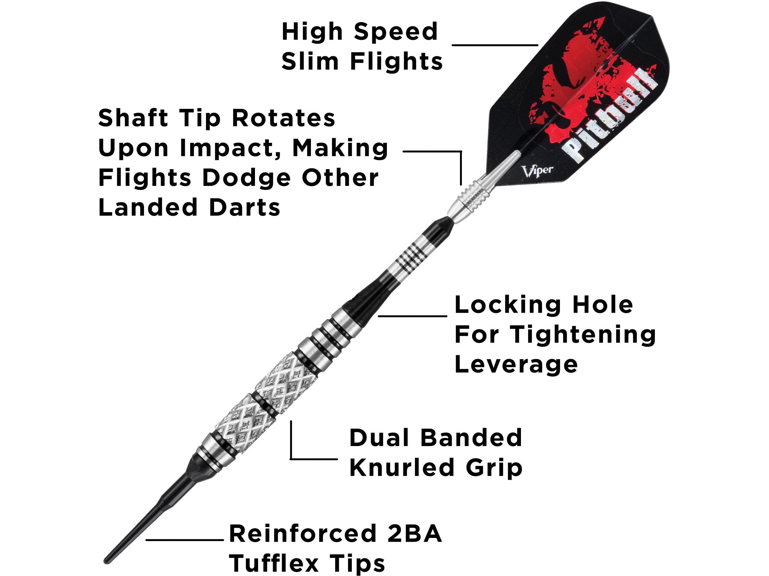 Viper Pitbull 90% Tungsten Soft Tip Darts Diamond Cut and Ringed Barrel 18 Grams - HomeFitPlay
