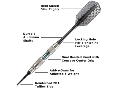 Viper Bobcat Adjustable Soft Tip Darts Green Rings 16-18 Grams - HomeFitPlay
