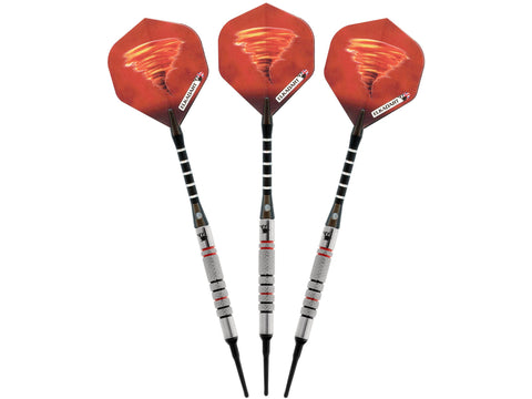Image of Elkadart Tornado 90% Tungsten Soft Tip Dart Set 3 Red and 4 Black Rings 18 Grams - HomeFitPlay