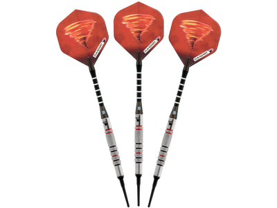 Elkadart Tornado 90% Tungsten Soft Tip Dart Set 3 Red and 4 Black Rings 18 Grams - HomeFitPlay