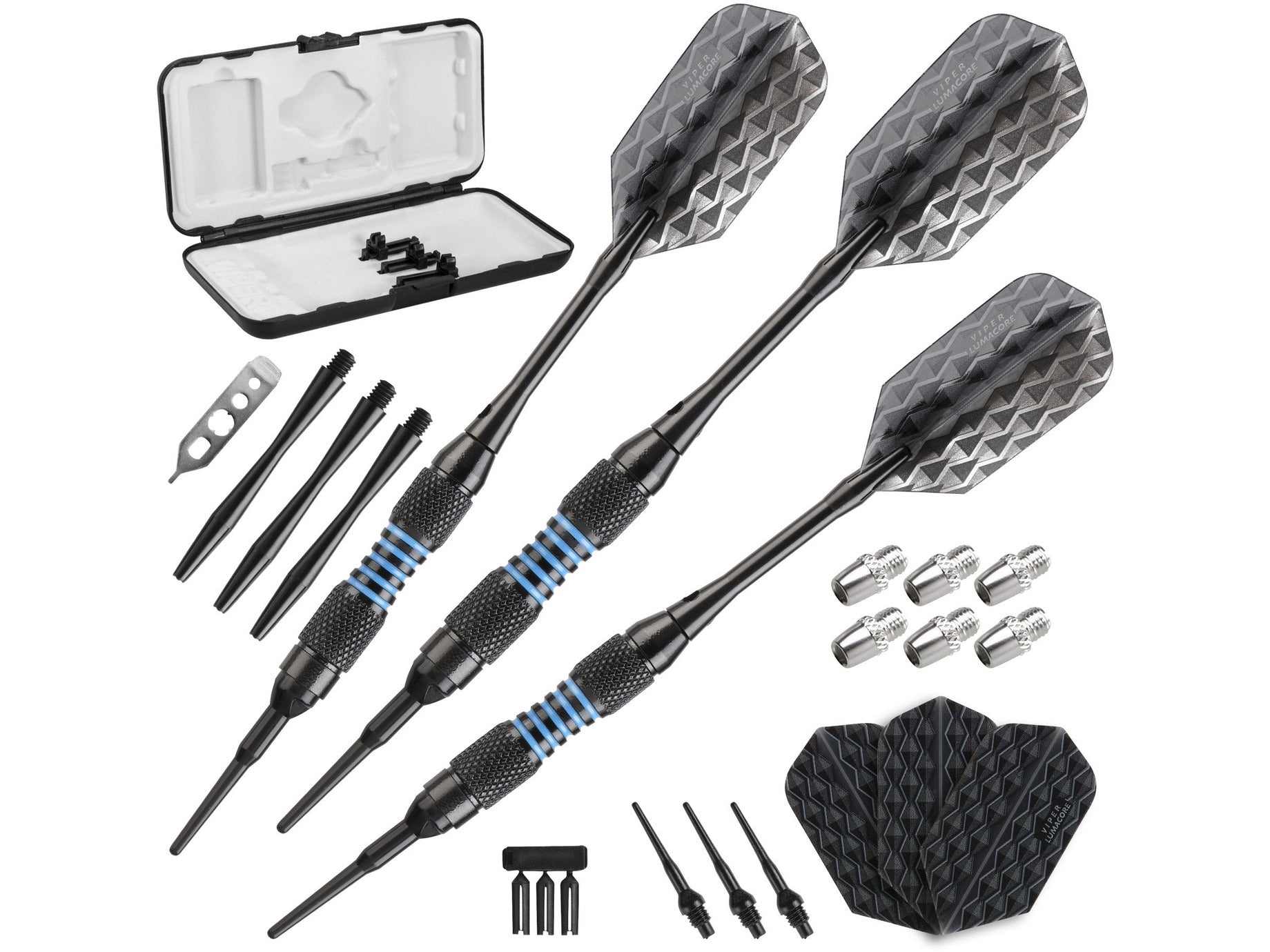 Viper Bobcat Adjustable Soft Tip Darts Blue Rings 16-19 Grams - HomeFitPlay