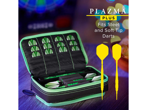 Image of Casemaster Plazma Plus Dart Case Black with Green Zipper and Phone Pocket - HomeFitPlay