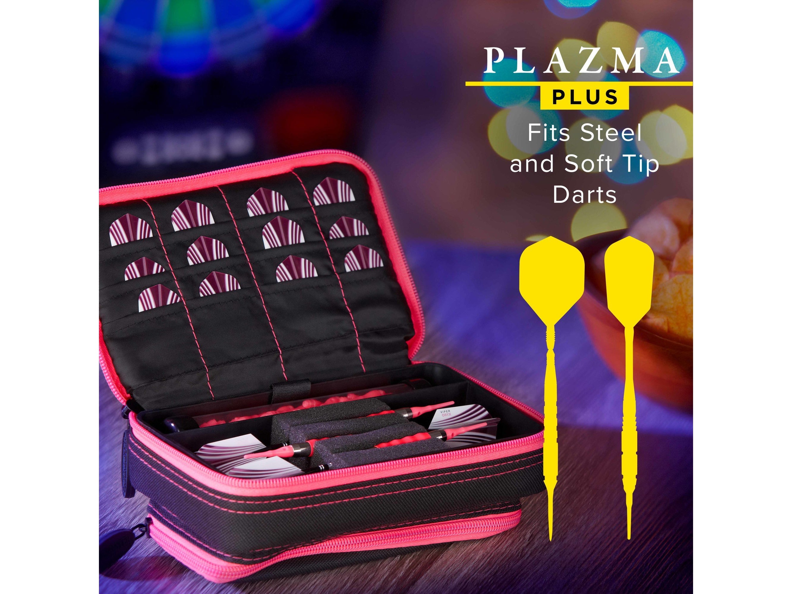 Casemaster Plazma Plus Dart Case Black with Pink Zipper and Phone Pocket - HomeFitPlay
