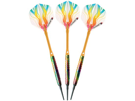Elkadart Rainbow 90% Tungsten Soft Tip Darts Multi Color Titanium Coating Ringed Barrel 18 Grams - HomeFitPlay