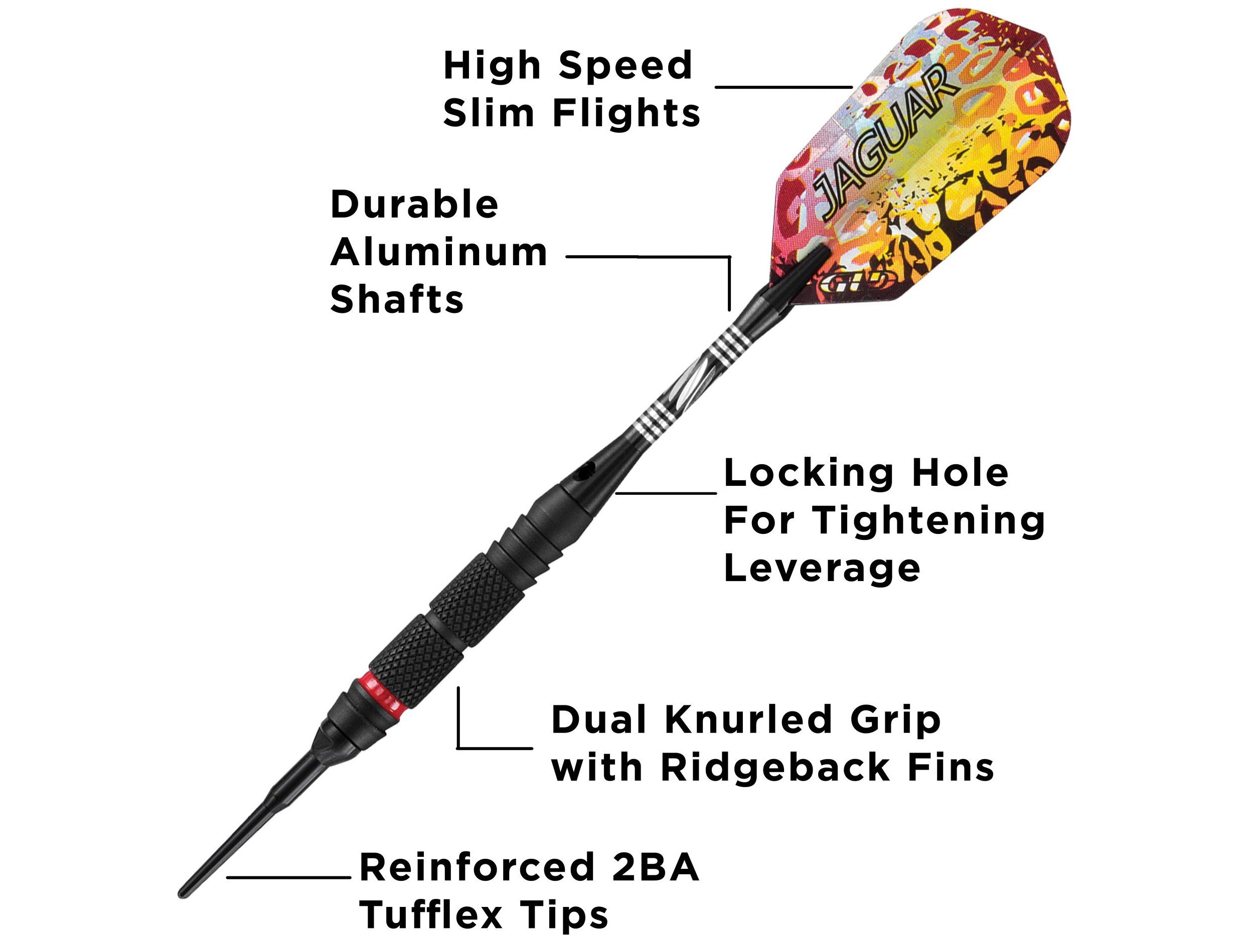 Viper Jaguar 80% Tungsten Soft Tip Darts 2 Knurled Rings 18 Grams - HomeFitPlay