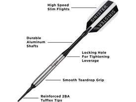 Viper Sinister 95% Tungsten Soft Tip Darts Smooth Barrel 16 Grams 