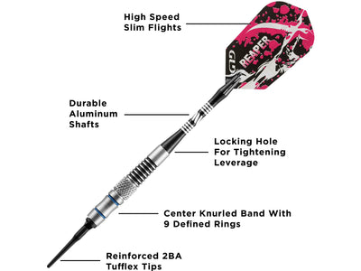 Viper Grim Reaper 80% Tungsten Soft Tip Darts Blue Rings - HomeFitPlay
