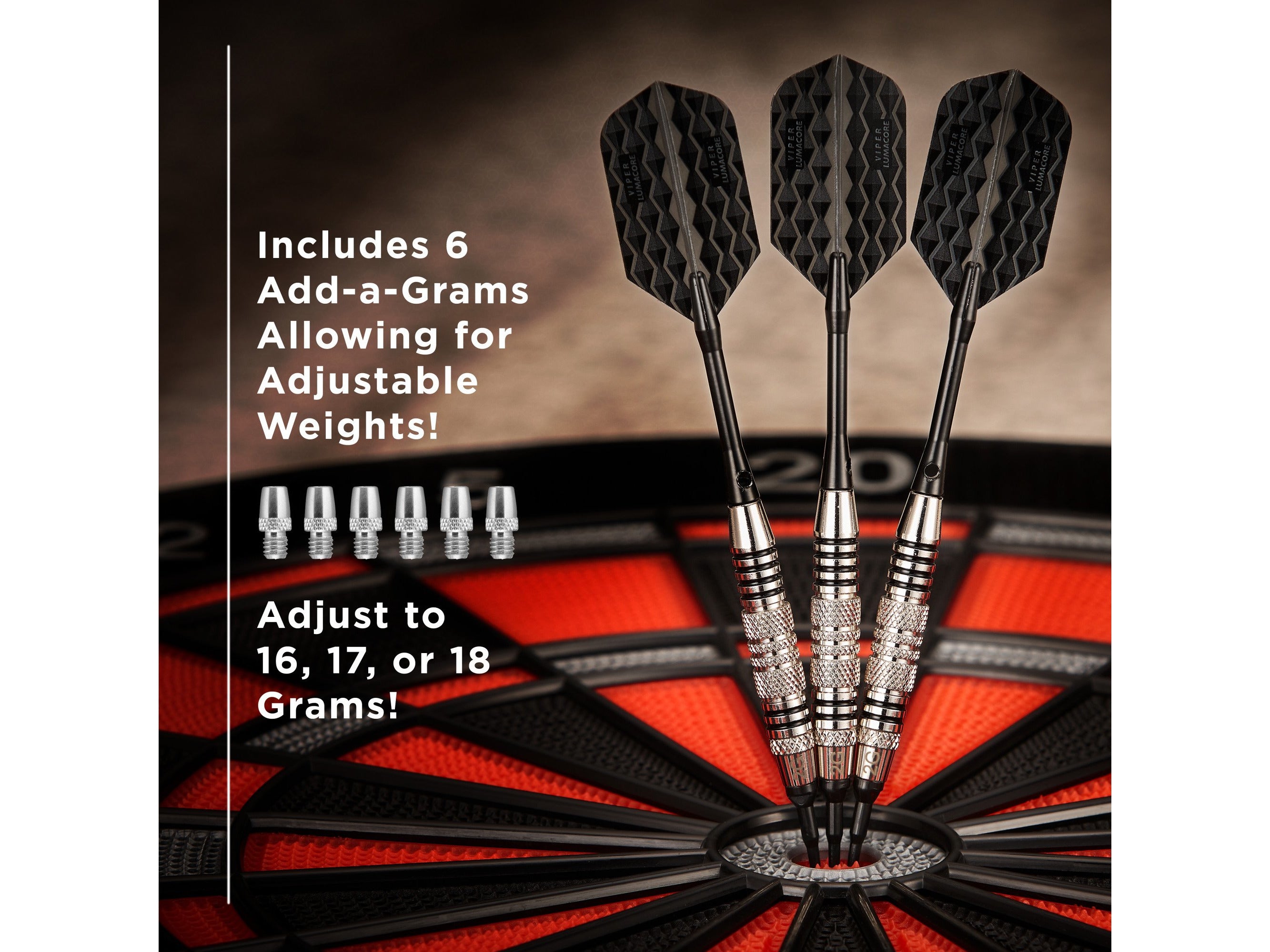 Viper Bobcat Adjustable Soft Tip Darts Black Rings 16-18 Grams - HomeFitPlay