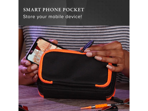 Image of Casemaster Plazma Plus Dart Case Black with Orange Zipper and Phone Pocket - HomeFitPlay